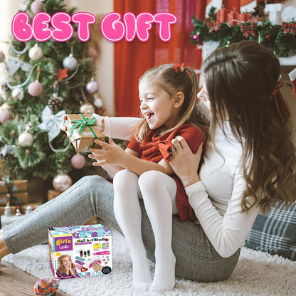 Toys for 5 6 7 8 Year Old Girls, Kids Nail Polish Makeup Art Kit Birthday Gifts for Girl Age 6-12 Crafts Princess Paint Game Set Girl for Gift Nail Decoration Electric Toy Finger Sticker