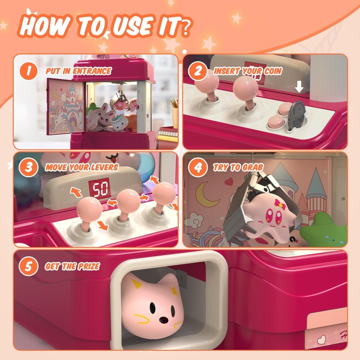 Skirfy Claw Machine for Kids Adults with Sound Light, Vending Machine Candy G...