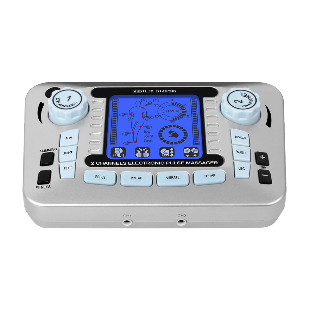 12 Modes Digital Electric Pulse Massager Tens EMS Muscle Stimulator Therapy Machine Body Massage Pain Relief Tool Health Care