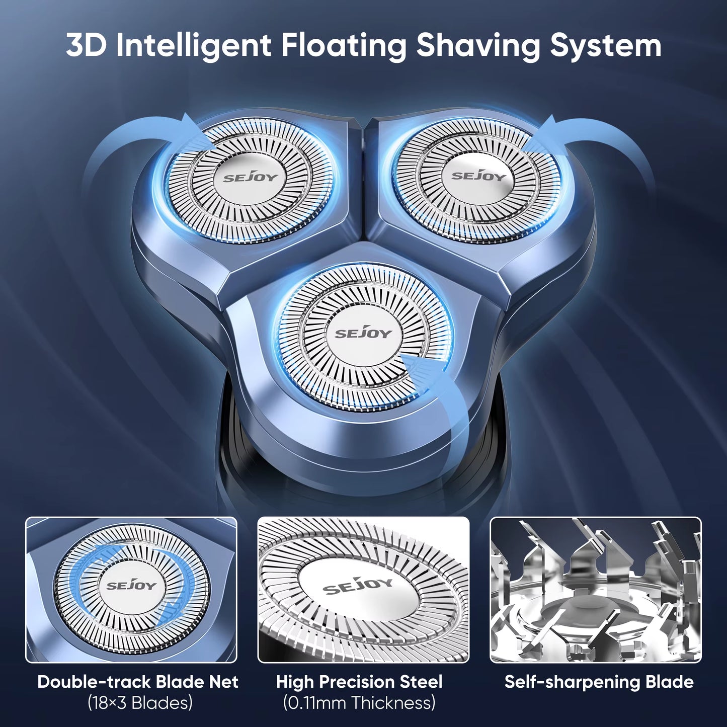 Rotary Electric Shaver Kit Rechargeable Multi-Function Beard Shaving Nose Hair Trimmer Three-Head Floating Razor