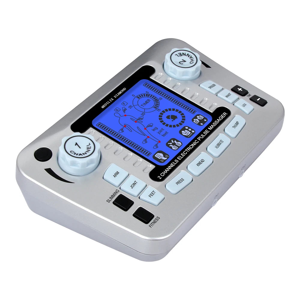 12 Modes Digital Electric Pulse Massager Tens EMS Muscle Stimulator Therapy Machine Body Massage Pain Relief Tool Health Care