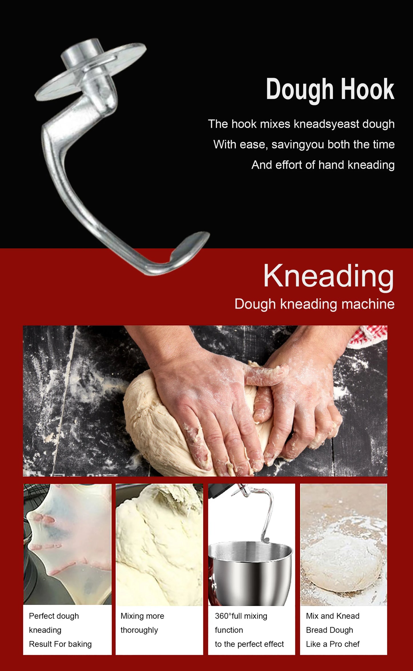 Electric Kitchen Blender Stainless Steel Bowls, Dough Hooks, Whisks, and Blenders Food Blenders for Baking, Cakes, and Cook