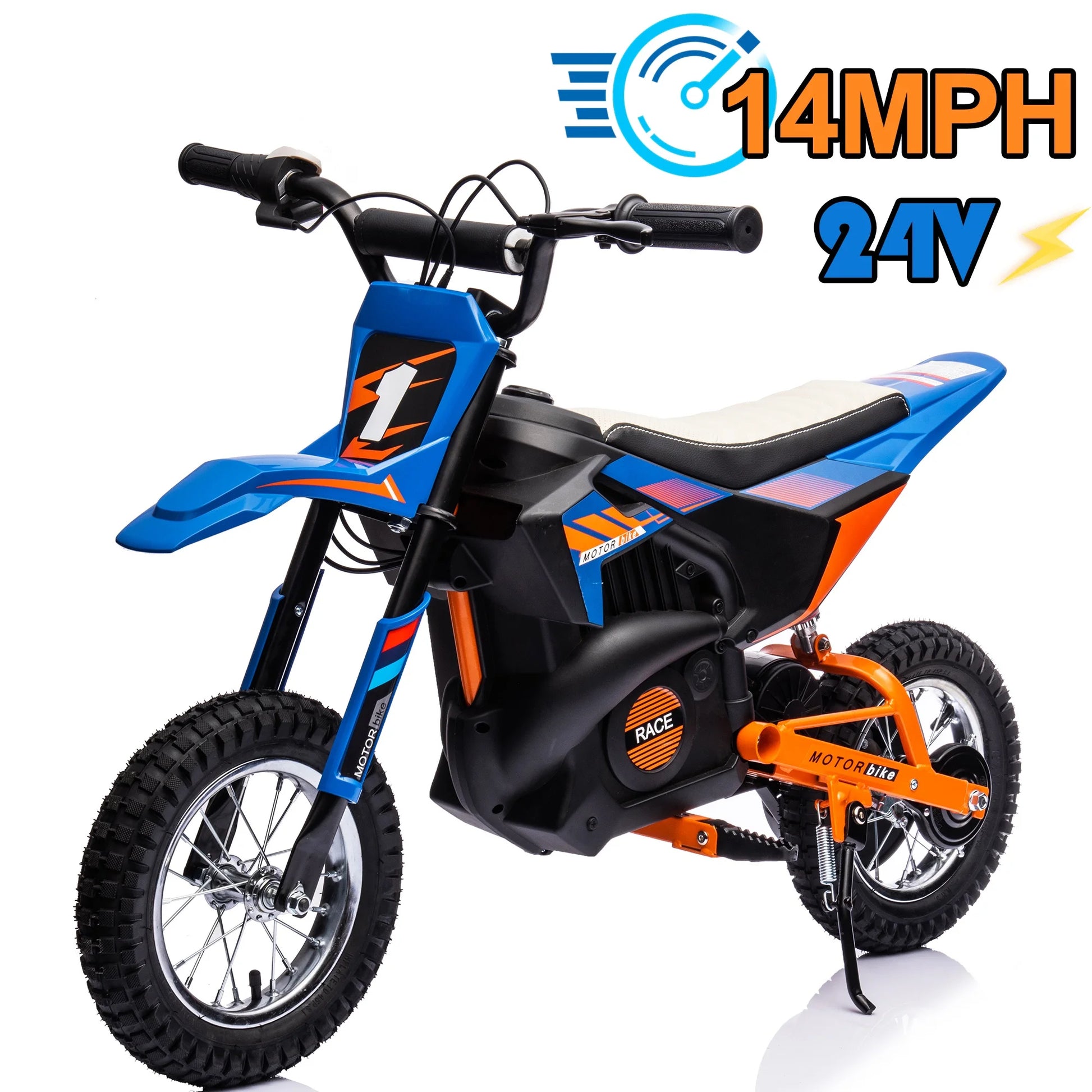 24V Electric Dirt Bike, 250W Electric Motorcycle Ride on Toys, Battery Powered Motorcycle Electric Car, up to 13.7 MPH for Kids Ages 13+ Blue