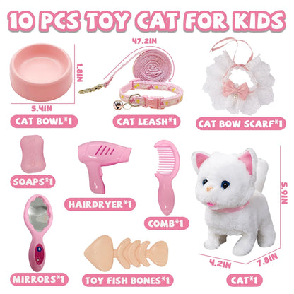 Plush Cat Toy, Walking Interactive Cat, Christmas Birthday Gift for Toddlers Kids