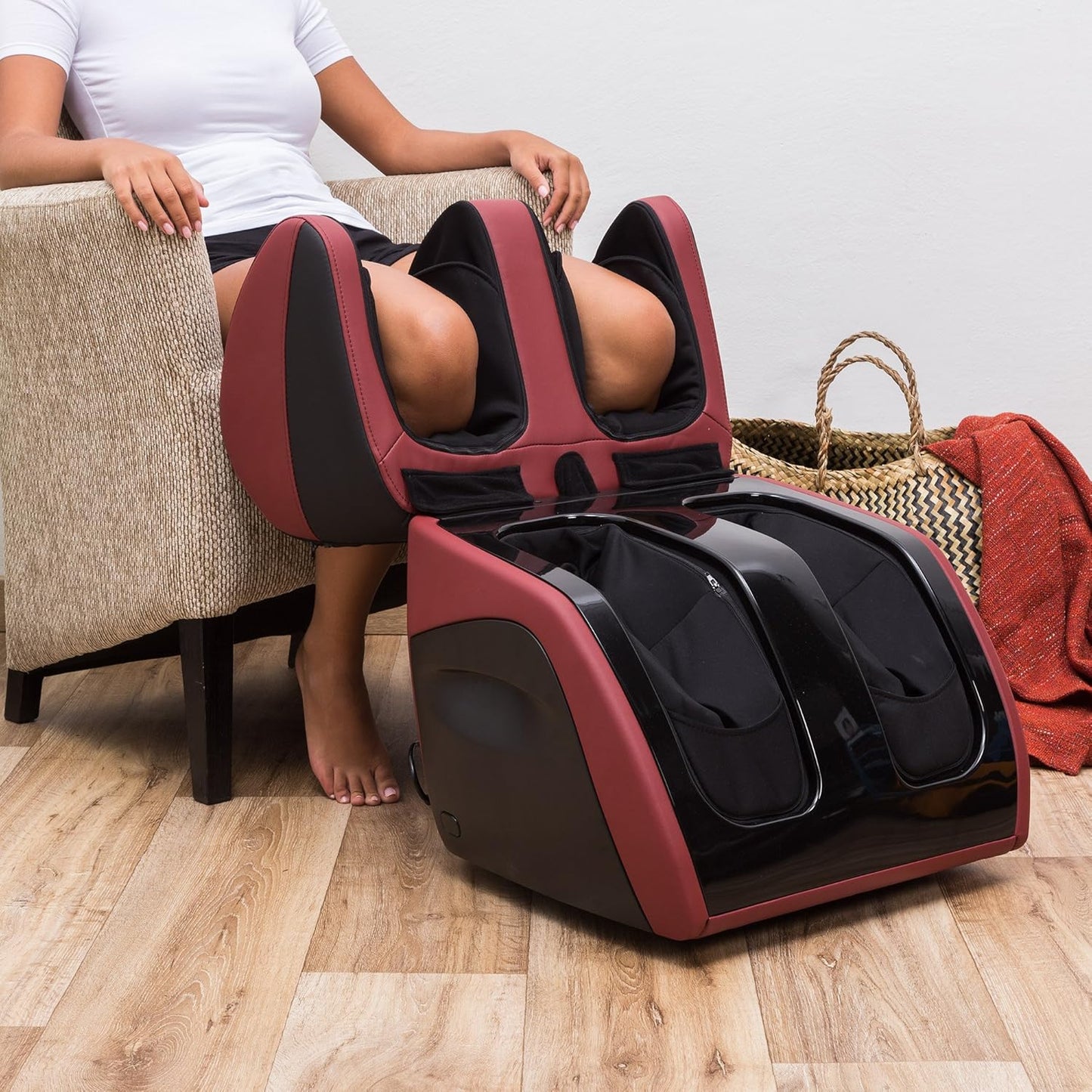 | VITALZEN® plus Mini | Electric Massager for Feet, Legs, Thighs and Knees | 3 Intensities and Massage Modes by Compression and Heat | Relieves Aches and Pains | Helps Relaxation | Red