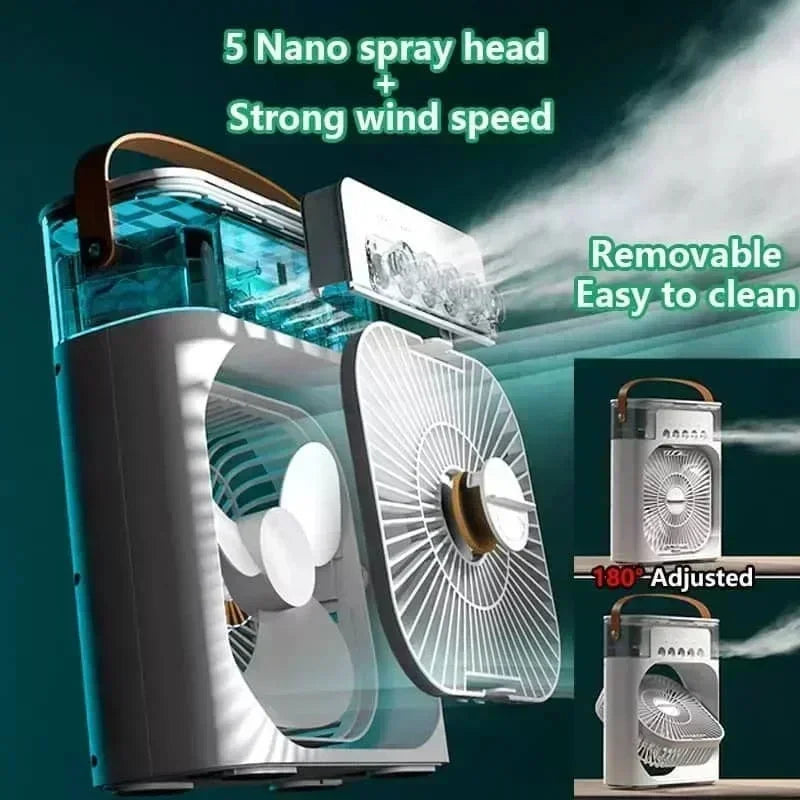 Hot 3 In 1 Fan AIr Conditioner Household Small Air Cooler LED Night Light Portable Humidifier Air Adjustment Fan Office Home Fan