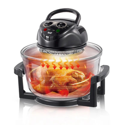 Multifunctional Cooker Tabletop Glass Air Fryer Electric Wave Turbine Convection Oven 12L Household Halogen Oven